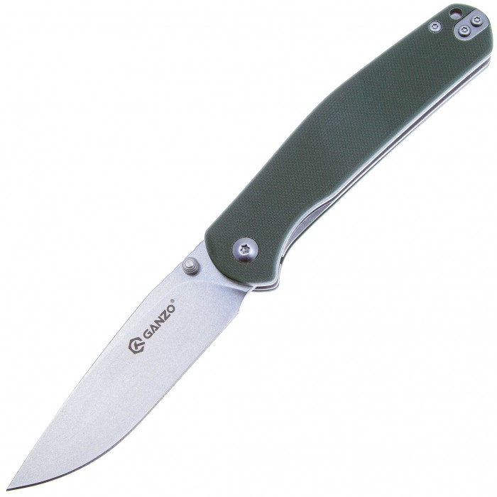 Нож складной "Ganzo" с клипсой, дл.клинка 89 мм, сталь 8CR14, цв. зеленый