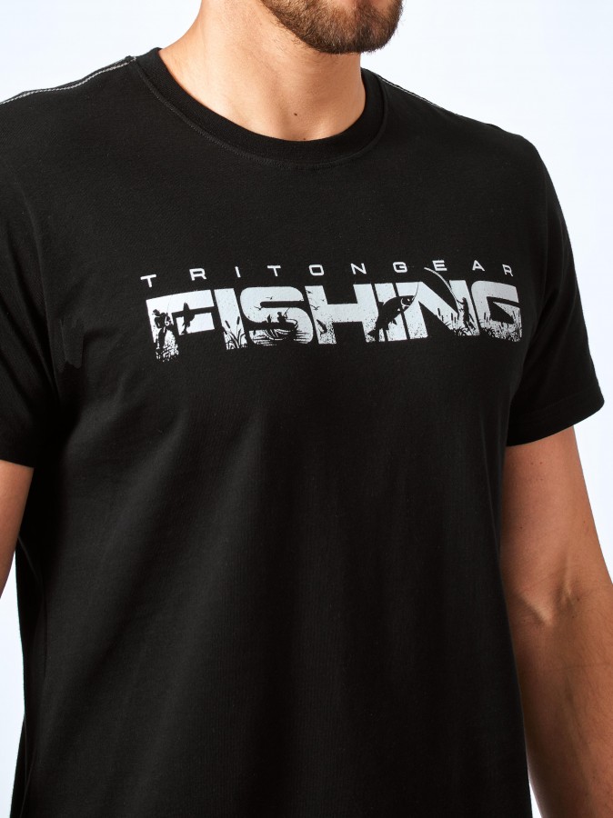 Футболка "FISHING" (хлопок, чёрный) TRITONGEAR