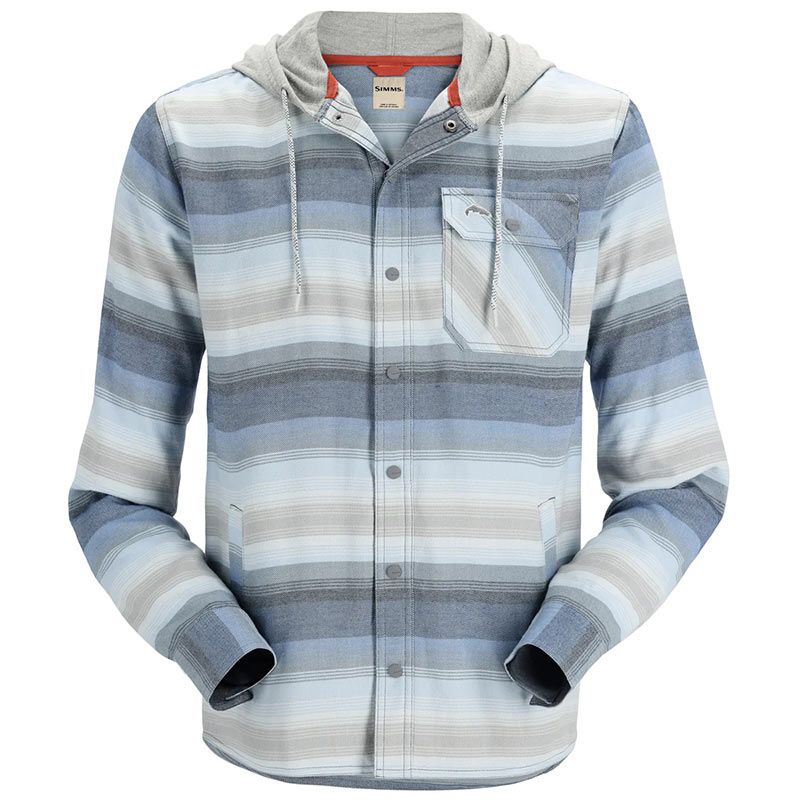Рубашка Simms Santee Flannel Hoody (Navy/Storm/Steel Blue Stripe)