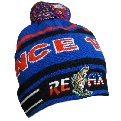 Фирменная вязанная шапка Relax(синяя с красным) BlR