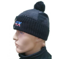 Фирменная вязанная шапка Relax ( черная с серым) на подкладке флисBlсGr