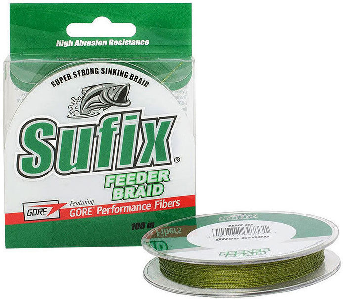 Леска плетеная SUFIX Feeder braid зеленая 100 м