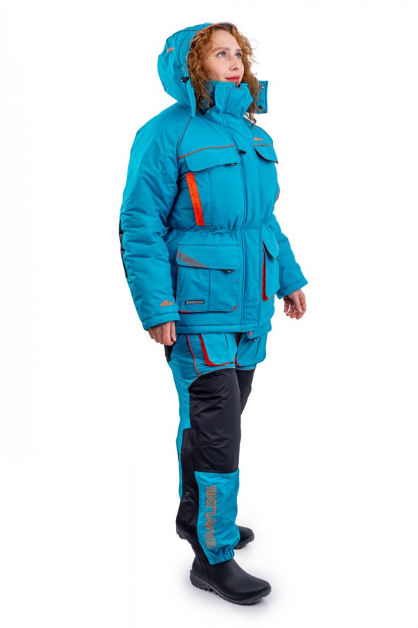 Женский костюм для рыбалки GRAYLING Камчатка, зимний, бирюзово-оранжевый
