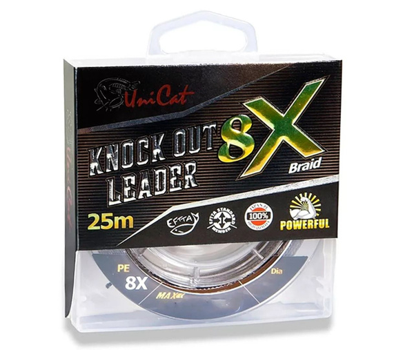UNI CAT Лидер плетеный KNOCK OUT 8-X Leader - 25m