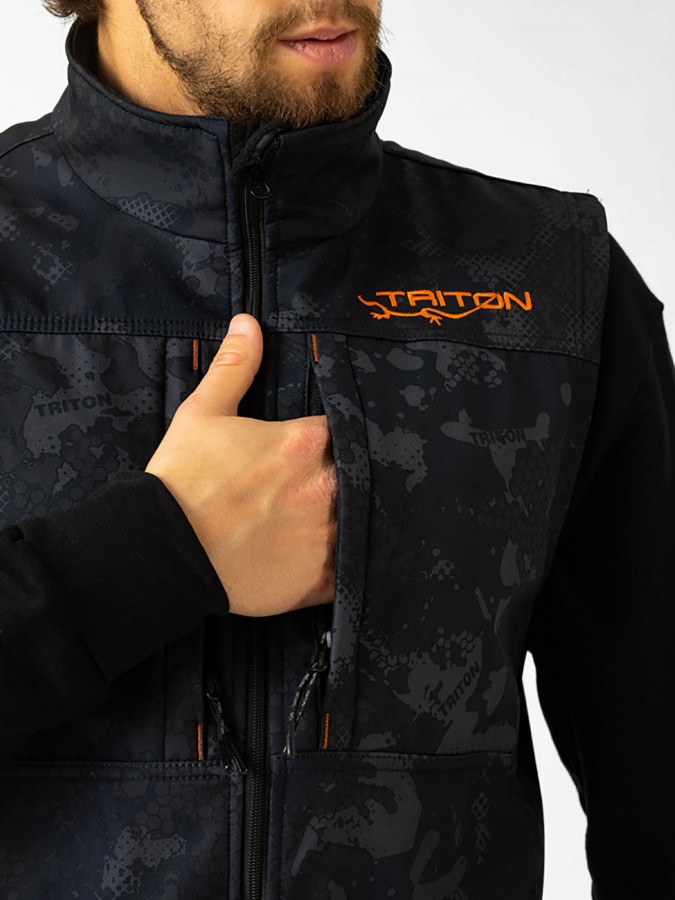 Жилет "RIDGE" (SoftShell/флис, Серо - Чёрный) TRITONGEAR