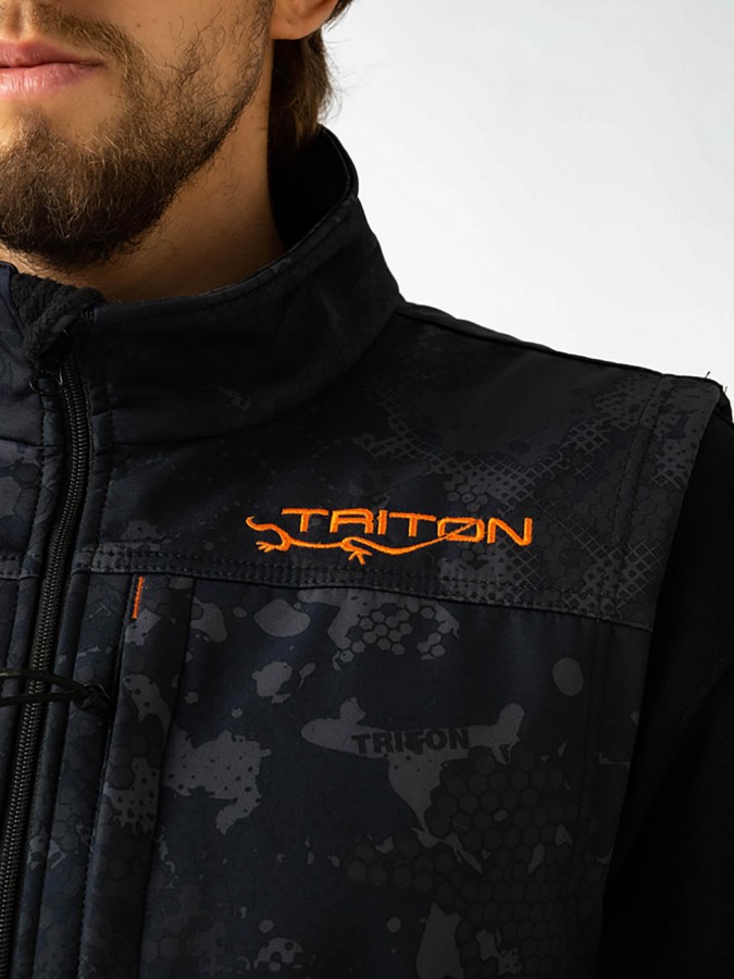 Жилет "RIDGE" (SoftShell/флис, Серо - Чёрный) TRITONGEAR