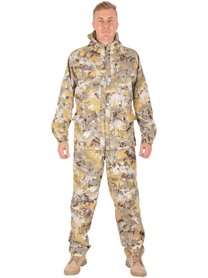 Костюм мужской летний "Кречет", twill, соты бело-желт.