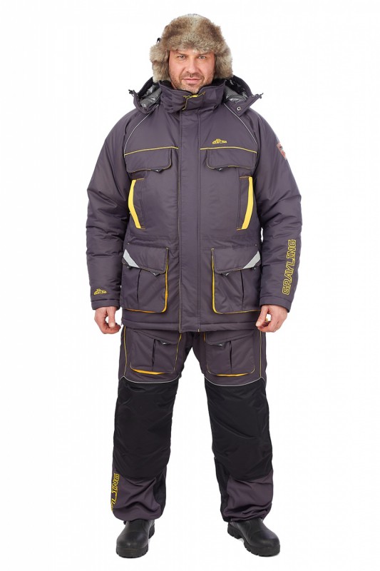 Костюм Камчатка для рыбалки GRAYLING, зимний, серо-желтый