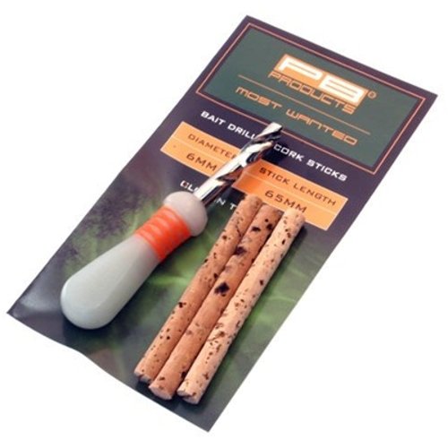 PB PRODUCTS Сверло+пробковые цилиндры Bait Drill 6mm + Сork Sticks / 3шт.