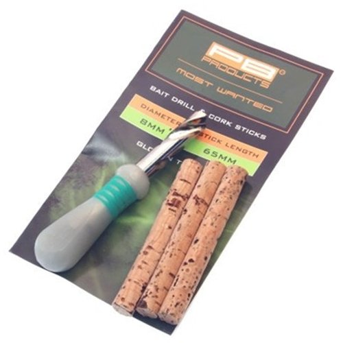 PB PRODUCTS Сверло+пробковые цилиндры Bait Drill 8mm + Сork Sticks / 3шт.