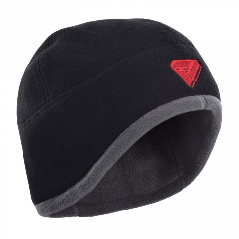 Шапка мужская зимняя двухсторонняя "Winter -380", флис, черный/серый (вышивка красная) 9628