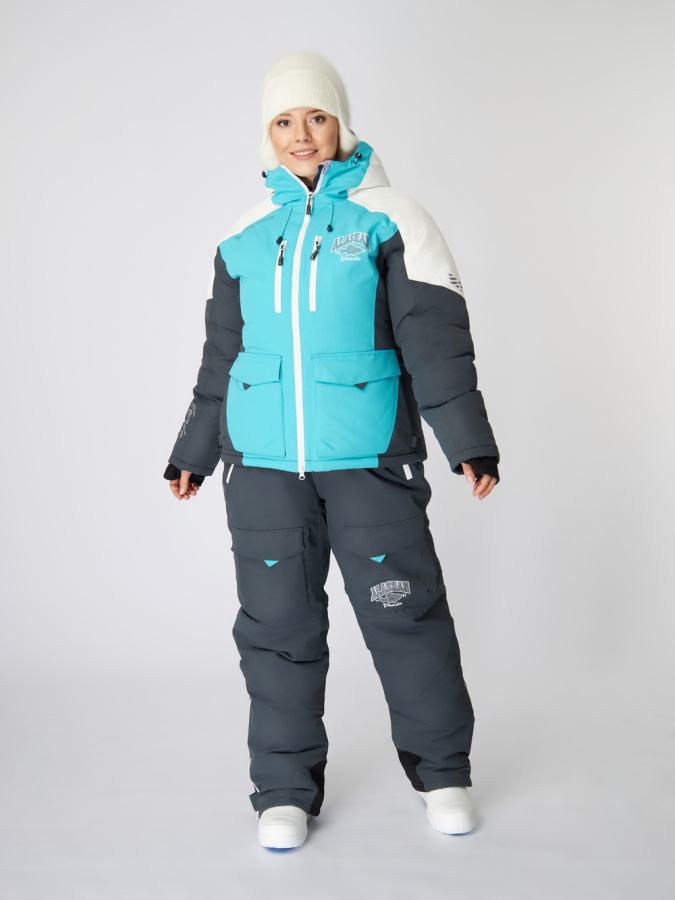 Костюм зимний Alaskan Vanda жен. бел/голуб/сер (куртка+полукомбинезон)