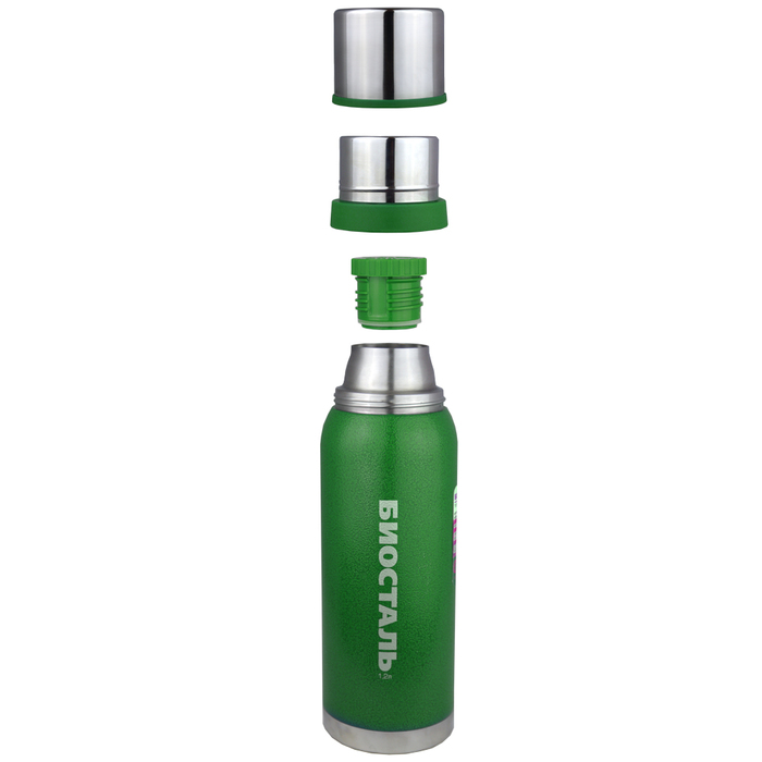 Термос "БИОСТАЛЬ-ОХОТА" с узкой горл., 2 ЧАШКИ, 1.0 л.NBA-1000G