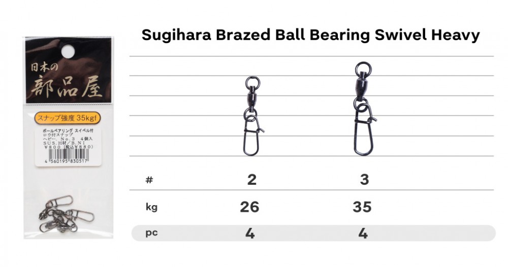 Застежки паяные с вертлюгом Sugihara Brazed Ball Bearling Swivel Heavy