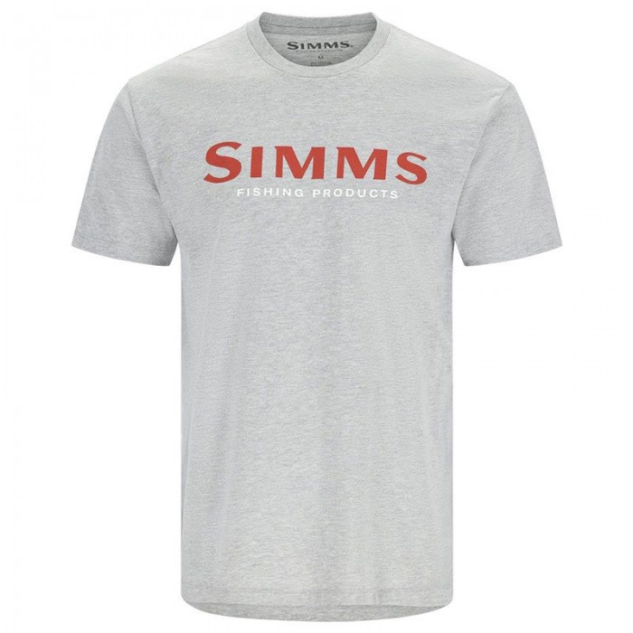 Футболка Simms Logo T-Shirt (Grey Heather - Crimson)