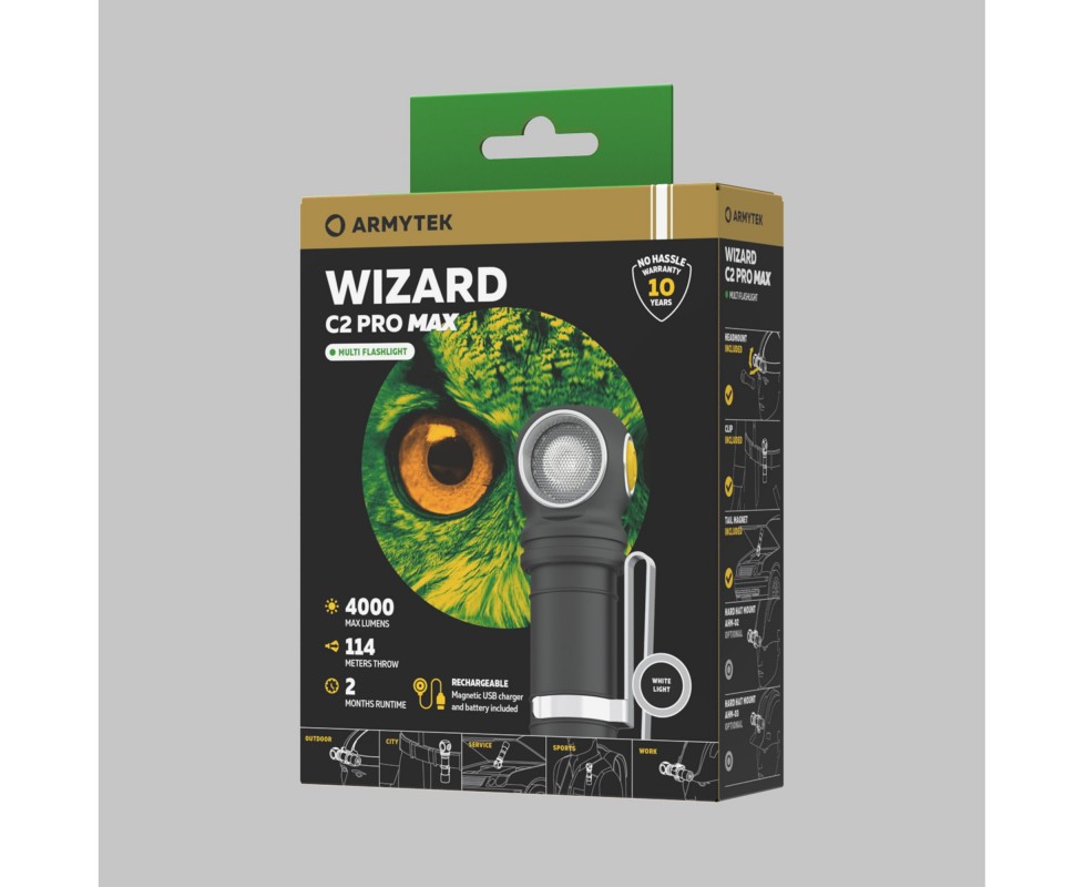 Фонарь Armytek Wizard C2 Pro MAX Magnet USB Sand Белый