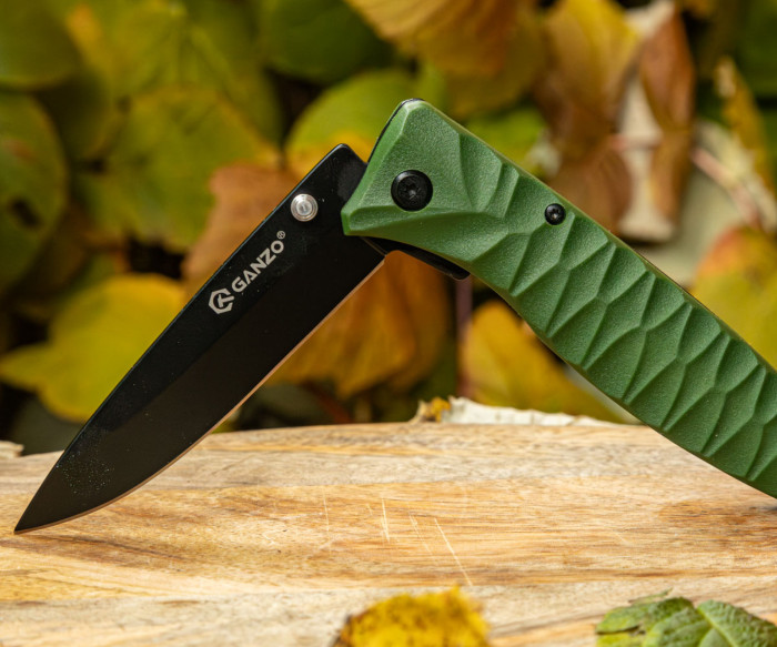 Нож складной "Ganzo" с клипсой, дл.клинка 88 мм, сталь 440, цв. зелёный G620g-1
