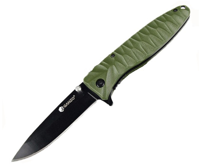Нож складной "Ganzo" с клипсой, дл.клинка 88 мм, сталь 440, цв. зелёный G620g-1